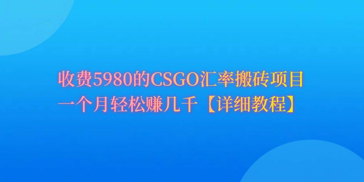 CSGO装备搬砖，月综合收益率高达60%，你也可以！武野创库-网创项目资源站-副业项目-创业项目-搞钱项目武野创库