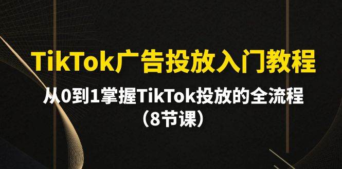 TikTok广告投放入门教程,从0到1掌握TikTok投放的全流程(8节课)网创吧-网创项目资源站-副业项目-创业项目-搞钱项目网创吧