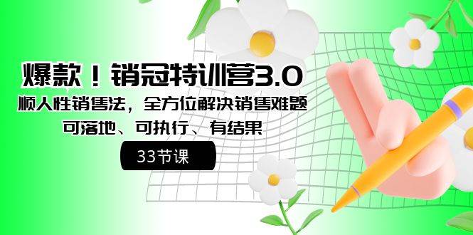 爆款！销冠特训营3.0之顺人性销售法，全方位解决销售难题、可落地、可执行、有结果武野创库-网创项目资源站-副业项目-创业项目-搞钱项目武野创库