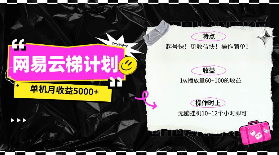 最新网易云梯计划网页版，单机月收益5000+！可放大操作网创吧-网创项目资源站-副业项目-创业项目-搞钱项目网创吧