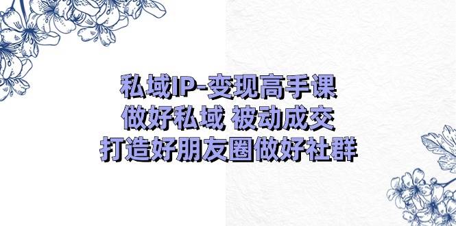 私域IP-变现高手课：做好私域 被动成交，打造好朋友圈做好社群（18节）武野创库-网创项目资源站-副业项目-创业项目-搞钱项目武野创库