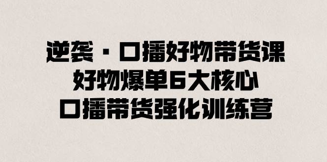 逆袭·口播好物带货课,好物爆单6大核心,口播带货强化训练营武野创库-网创项目资源站-副业项目-创业项目-搞钱项目武野创库