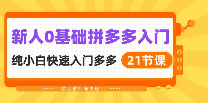 新人0基础拼多多入门,纯小白快速入门多多(21节课)网创吧-网创项目资源站-副业项目-创业项目-搞钱项目网创吧
