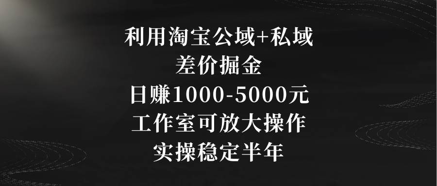 利用淘宝公域+私域差价掘金,日赚1000-5000元,工作室可放大操作,实操…网创吧-网创项目资源站-副业项目-创业项目-搞钱项目网创吧