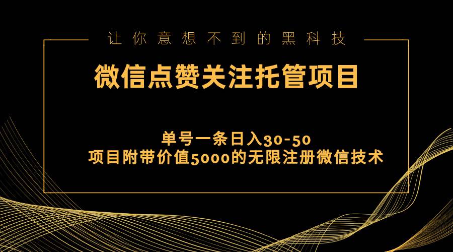 视频号托管点赞关注，单微信30-50元，附带价值5000无限注册微信技术武野创库-网创项目资源站-副业项目-创业项目-搞钱项目武野创库