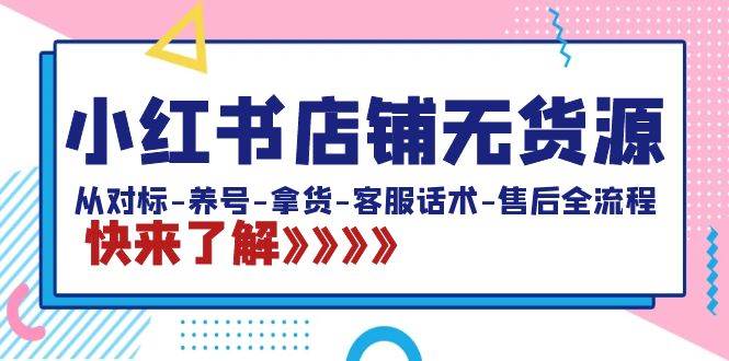 小红书店铺无货源:从对标-养号-拿货-客服话术-售后全流程(20节课)网创吧-网创项目资源站-副业项目-创业项目-搞钱项目武野创库