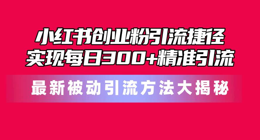 小红书创业粉引流捷径!最新被动引流方法大揭秘,实现每日300+精准引流网创吧-网创项目资源站-副业项目-创业项目-搞钱项目网创吧