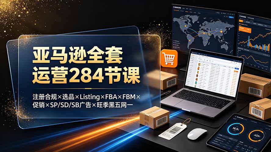 （19410期）亚马逊全套运营284节课：注册合规×选品×Listing×FBA×FBM×促销×SP/SD/SB广告×旺季黑五网一武野创库-网创项目资源站-副业项目-创业项目-搞钱项目野创库
