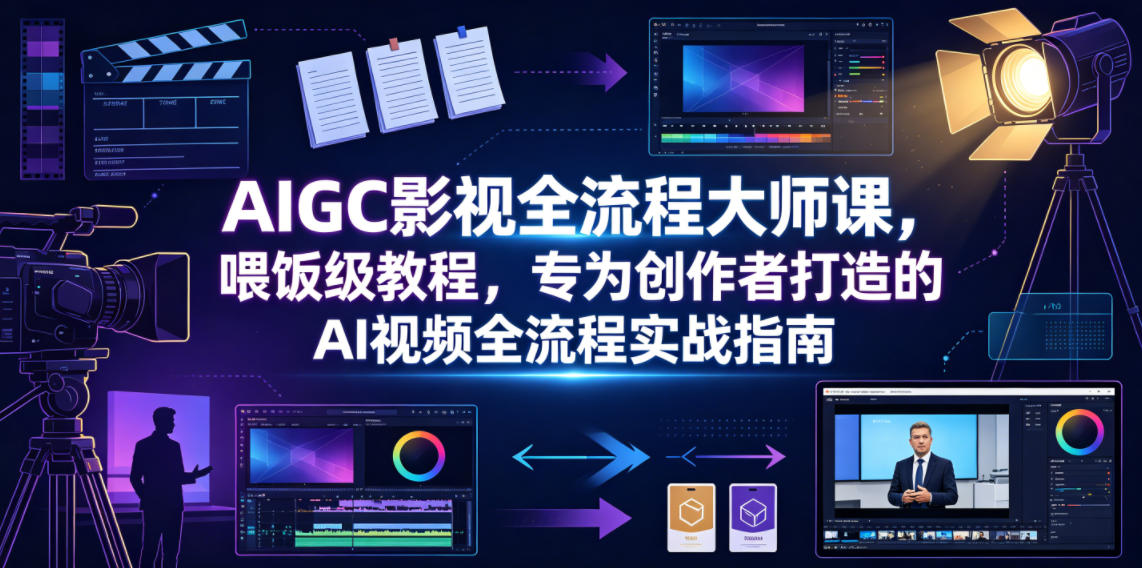AIGC影视全流程大师课，喂饭级教程，专为创作者打造的AI视频全流程实战指南武野创库-网创项目资源站-副业项目-创业项目-搞钱项目野创库