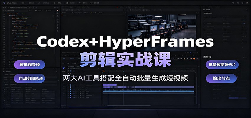 Codex+HyperFrames剪辑实战课：两大AI工具搭配全自动批量生成短视频武野创库-网创项目资源站-副业项目-创业项目-搞钱项目野创库