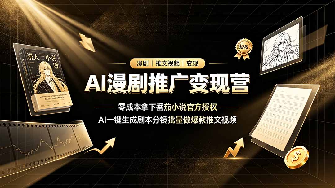 （19193期）AI漫剧推广变现营，零成本拿下番茄小说官方授权，AI一键生成剧本分镜批量做爆款推文视频武野创库-网创项目资源站-副业项目-创业项目-搞钱项目野创库