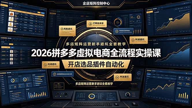 （19136期）2026拼多多虚拟电商全流程实操课，开店选品插件自动化，多店矩阵运营新手避坑全套教学武野创库-网创项目资源站-副业项目-创业项目-搞钱项目野创库