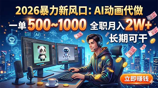 （18993期）2026暴力新风口：AI动画代做，一单500~1000，全职月入2W+，长期可干武野创库-网创项目资源站-副业项目-创业项目-搞钱项目野创库