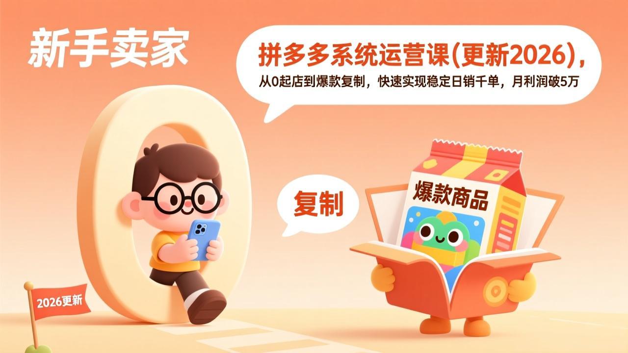 （19482期）拼多多系统运营课(更新7月)，从0起店到爆款复制，快速实现稳定日销千单，月利润破5万武野创库-网创项目资源站-副业项目-创业项目-搞钱项目野创库
