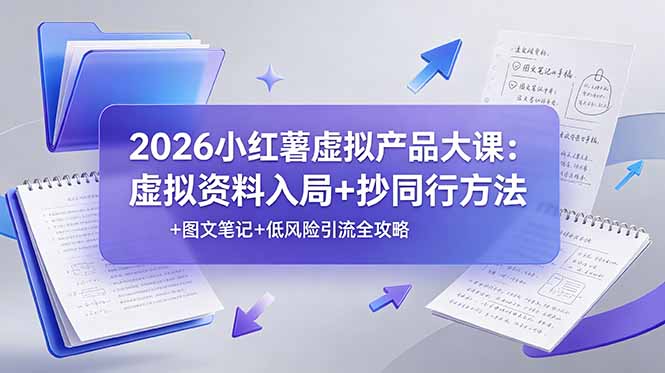 （19035期）2026小红薯虚拟产品大课：虚拟资料入局+抄同行方法+图文笔记+低风险引流全攻略武野创库-网创项目资源站-副业项目-创业项目-搞钱项目野创库