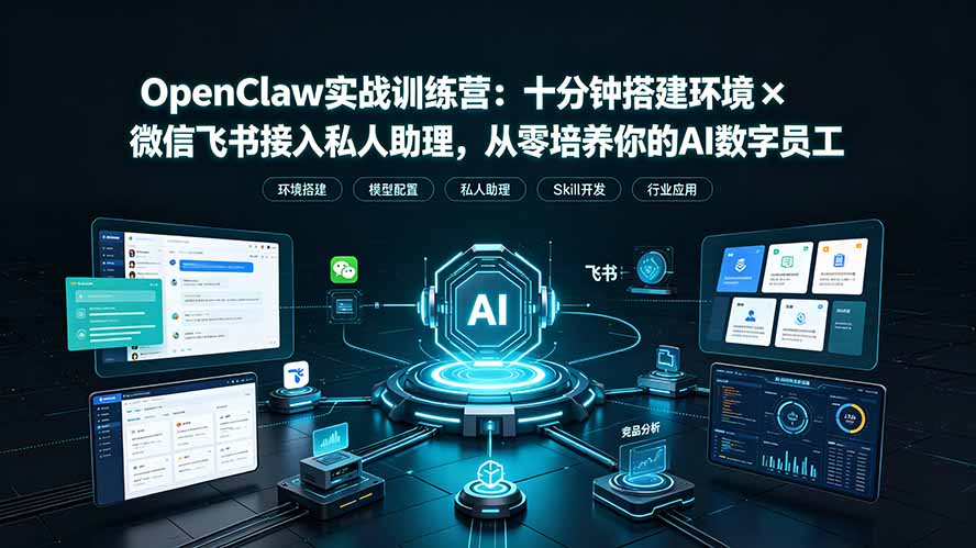 （19287期）OpenClaw实战特训营：十分钟搭建环境×微信飞书接入私人助理，从零培养你的AI数字员工武野创库-网创项目资源站-副业项目-创业项目-搞钱项目野创库