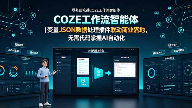 （19243期）零基础吃透COZE工作流智能体｜变量JSON数据处理插件联动商业落地，无需代码掌握AI自动化武野创库-网创项目资源站-副业项目-创业项目-搞钱项目野创库