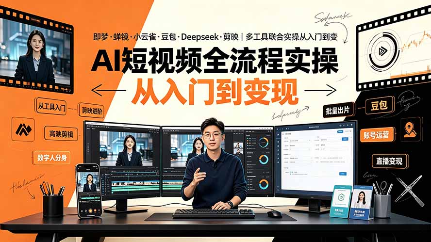 （19250期）AI短视频全流程实操：即梦·蝉镜·小云雀·豆包·Deepseek·剪映｜多工具联合实操从入门到变现武野创库-网创项目资源站-副业项目-创业项目-搞钱项目野创库