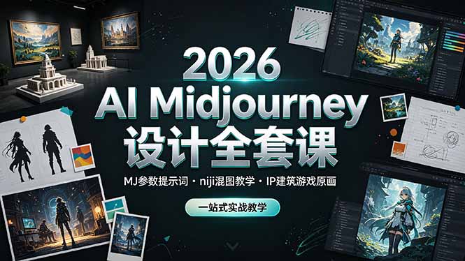 （19209期）2026 AI Midjourney设计全套课，MJ参数提示词niji混图教学，IP建筑游戏原画一站式实战教学武野创库-网创项目资源站-副业项目-创业项目-搞钱项目野创库