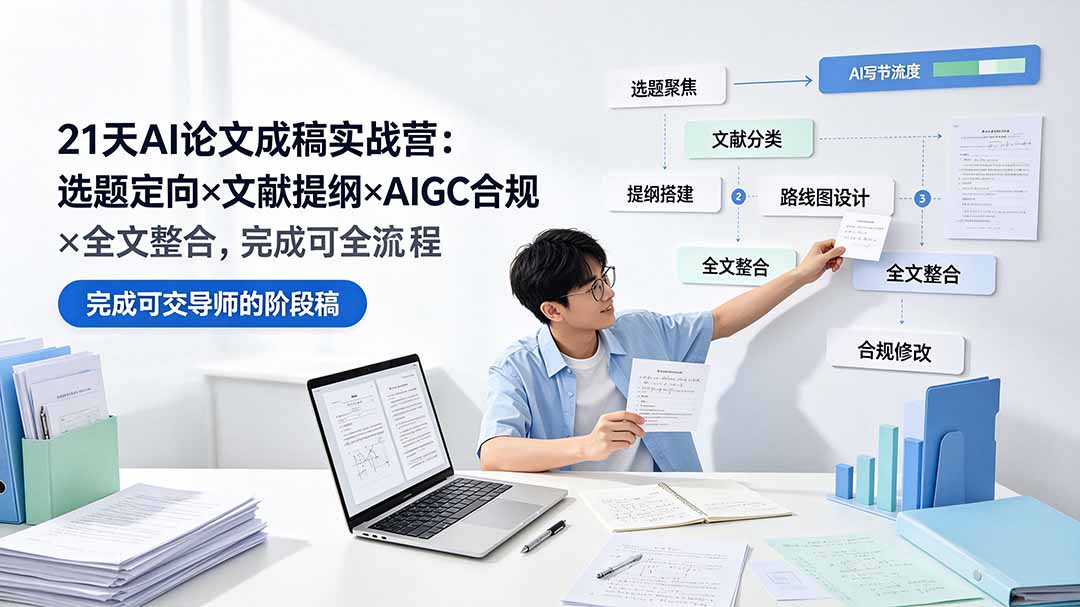 （19334期）21天AI论文成稿实战营：选题定向×文献提纲×AIGC合规×全文整合，完成可交导师的阶段稿武野创库-网创项目资源站-副业项目-创业项目-搞钱项目野创库