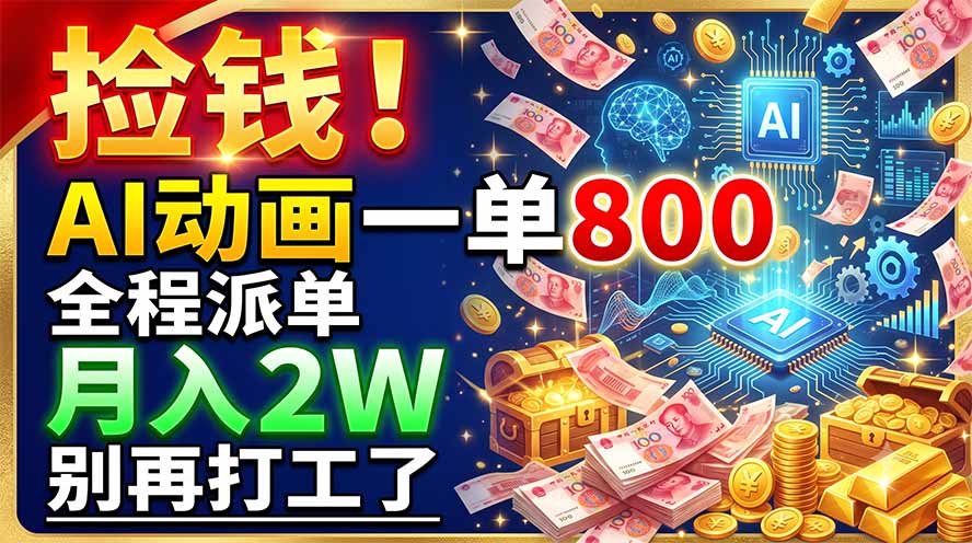 （19330期）捡钱！AI动画一单800，全程派单，月入2W，别再打工了武野创库-网创项目资源站-副业项目-创业项目-搞钱项目野创库