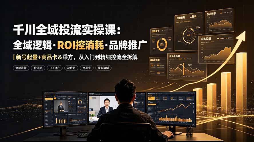 （19249期）千川全域投流实操课：全域逻辑·ROI控消耗·品牌推广｜新号起量+商品卡&乘方，从入门到精细控流全拆解武野创库-网创项目资源站-副业项目-创业项目-搞钱项目野创库
