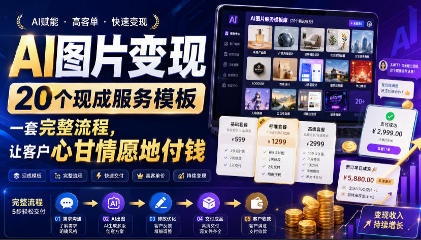 （19395期）AI图片变现，20个现成服务模板，一套完整流程，让客户心甘情愿地付钱【原创双语字幕】武野创库-网创项目资源站-副业项目-创业项目-搞钱项目野创库