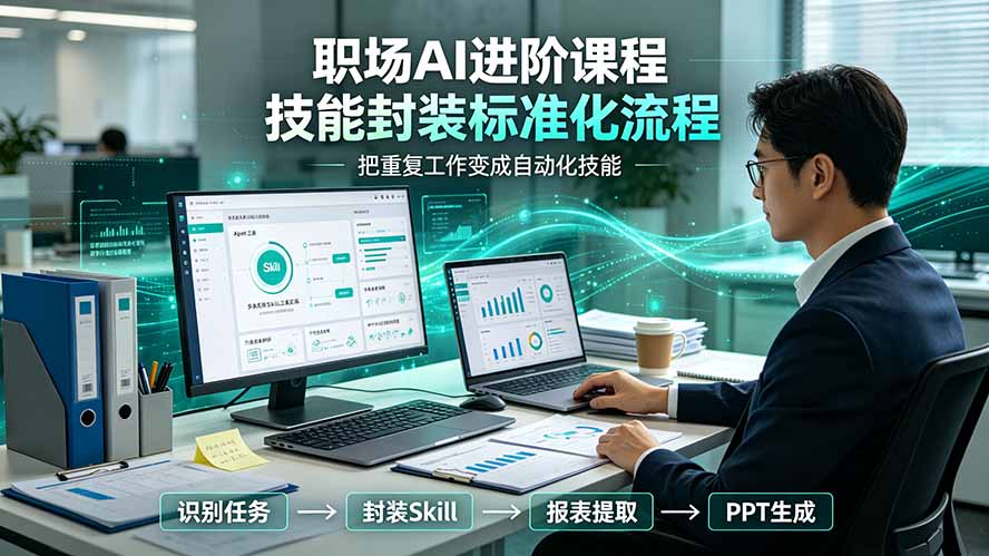 （19369期）职场AI进阶课程；多类实用Skill工具实操，专属技能封装标准化流程，报表行业报告一键提取核心内容武野创库-网创项目资源站-副业项目-创业项目-搞钱项目野创库