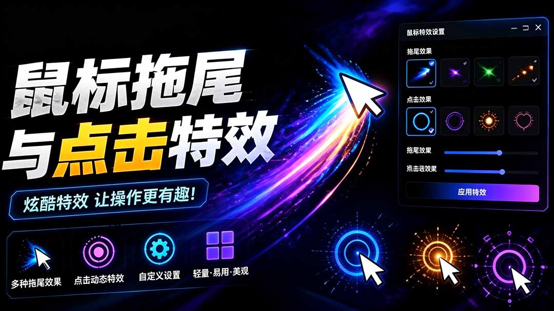 （19356期）Windows特效小工具！一键给你的鼠标添加拖尾与点击动态特效，吾爱出品，免费使用 Mouse Trail武野创库-网创项目资源站-副业项目-创业项目-搞钱项目野创库