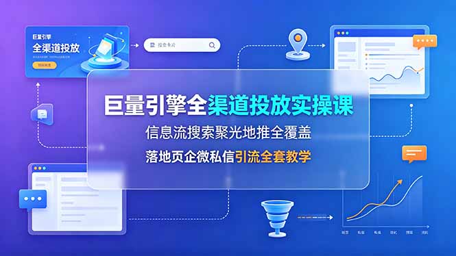 （19181期）巨量引擎全渠道投放实操课，信息流搜索聚光地推全覆盖，落地页企微私信引流全套教学武野创库-网创项目资源站-副业项目-创业项目-搞钱项目野创库