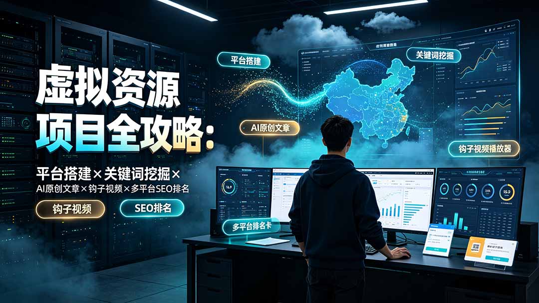 （19322期）虚拟资源项目全攻略：平台搭建×关键词挖掘×AI原创文章×钩子视频×多平台SEO排名武野创库-网创项目资源站-副业项目-创业项目-搞钱项目野创库