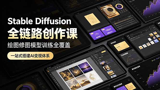（19154期）Stable Diffusion全链路创作课，绘图修图模型训练全覆盖，一站式搭建AI变现体系武野创库-网创项目资源站-副业项目-创业项目-搞钱项目野创库