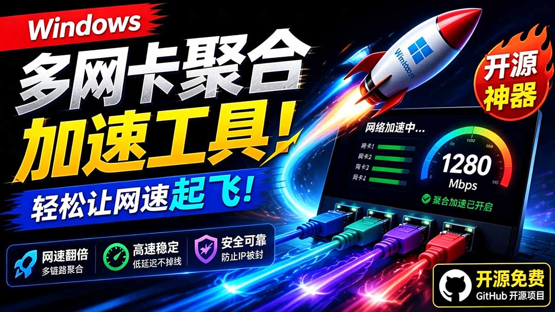 （19375期）Github开源黑科技！多网卡网速聚合加速工具，一键让你的电脑网速起飞，这感觉也太爽了HypoMux武野创库-网创项目资源站-副业项目-创业项目-搞钱项目野创库