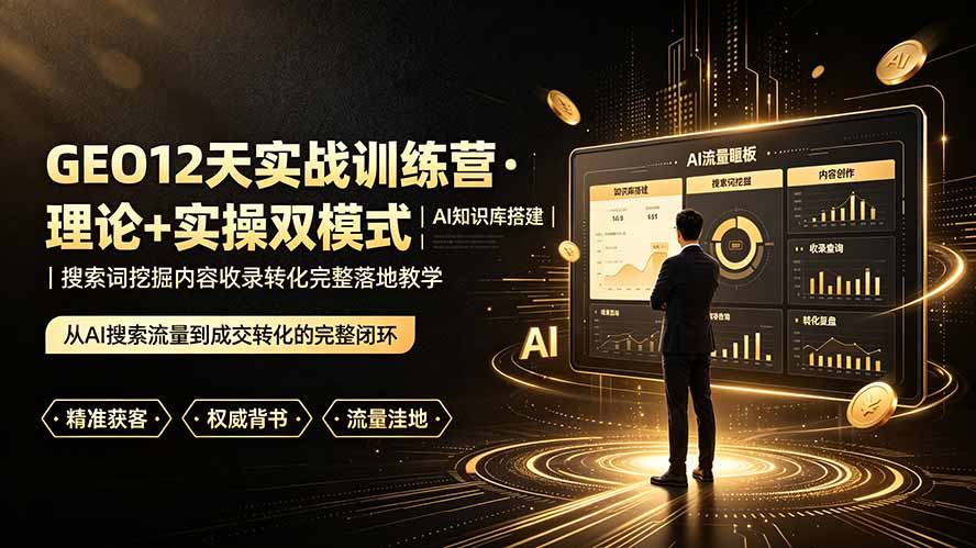 （19277期）GEO12天实战训练营·理论+实操双模式｜AI知识库搭建｜搜索词挖掘内容收录转化完整落地教学武野创库-网创项目资源站-副业项目-创业项目-搞钱项目野创库