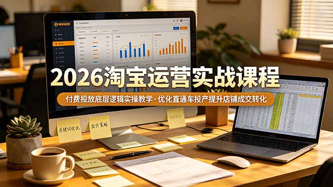 （19075期）2026 淘宝运营实战课程，付费投放底层逻辑实操教学，优化直通车投产提升店铺成交转化武野创库-网创项目资源站-副业项目-创业项目-搞钱项目野创库