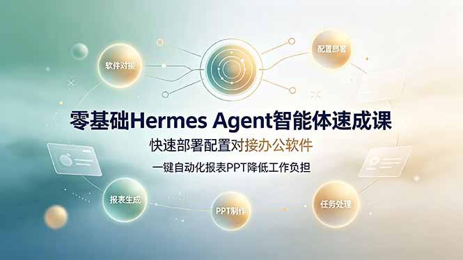 （19156期）零基础Hermes Agent智能体速成课，快速部署配置对接办公软件；一键自动化报表PPT降低工作负担武野创库-网创项目资源站-副业项目-创业项目-搞钱项目野创库