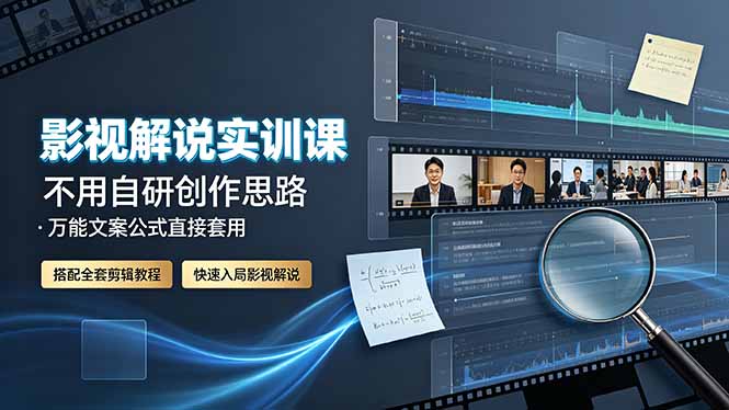（19183期）影视解说实训课：不用自研创作思路，万能文案公式直接套用，搭配全套剪辑教程，快速入局影视解说武野创库-网创项目资源站-副业项目-创业项目-搞钱项目野创库