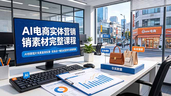 （19076期）AI电商实体营销素材完整课程，AI创意短片完美复刻实景，实体店一键生成宣传引流短视频武野创库-网创项目资源站-副业项目-创业项目-搞钱项目野创库