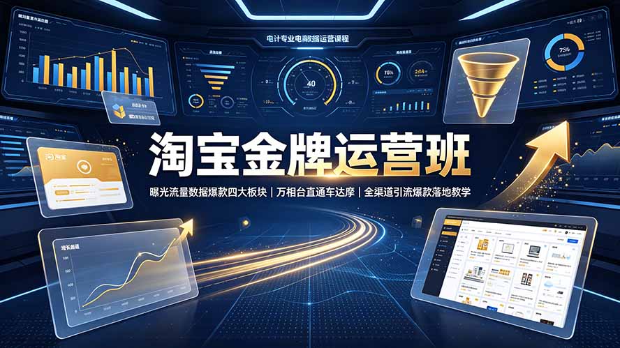 （19434期）淘宝金牌运营班-7月：曝光流量数据爆款四大板块｜万相台直通车达摩｜全渠道引流爆款落地教学武野创库-网创项目资源站-副业项目-创业项目-搞钱项目野创库