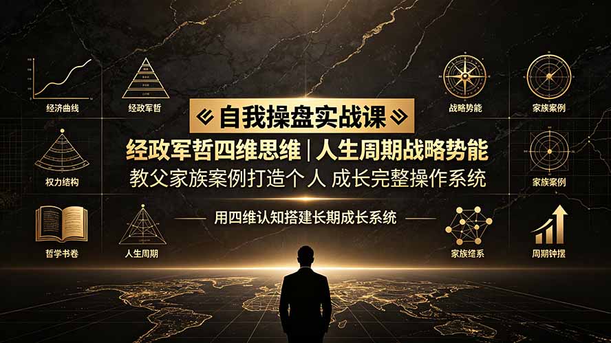（19398期）自我操盘实战课：经政军哲四维思维｜人生周期战略势能｜教父家族案例打造个人成长完整操作系统武野创库-网创项目资源站-副业项目-创业项目-搞钱项目野创库
