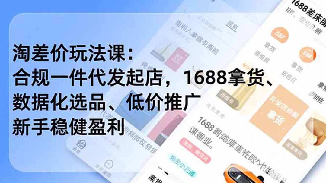 （19466期）淘差价玩法课：合规一件代发起店，1688拿货、数据化选品、低价推广，新手稳健盈利(更新7月)武野创库-网创项目资源站-副业项目-创业项目-搞钱项目野创库