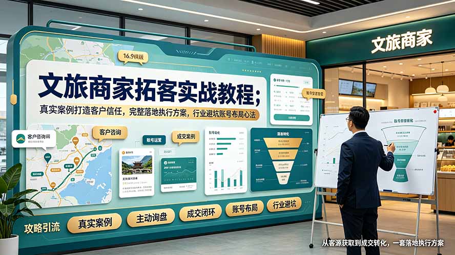 （19273期）文旅商家拓客实战教程；真实案例打造客户信任，完整落地执行方案，行业避坑账号布局心法武野创库-网创项目资源站-副业项目-创业项目-搞钱项目野创库