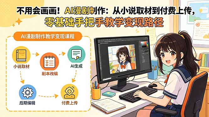 （19429期）不用会画画！AI漫剧制作：从小说取材到付费上传，零基础手把手教学变现路径（更新）武野创库-网创项目资源站-副业项目-创业项目-搞钱项目野创库