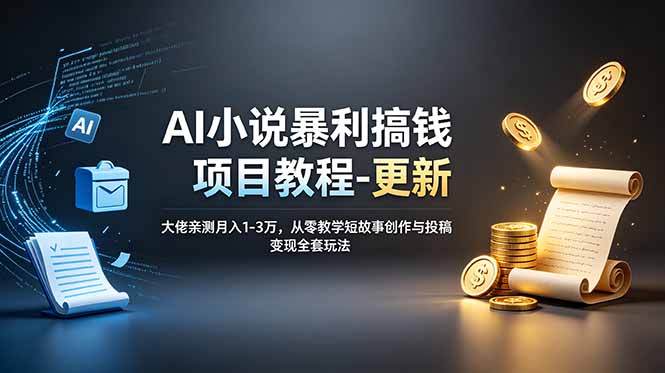 （19293期）AI小说暴利搞钱项目教程-更新，大佬亲测月入1-3万，从零教学短故事创作与投稿变现全套玩法武野创库-网创项目资源站-副业项目-创业项目-搞钱项目野创库