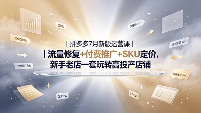 （19167期）2026拼多多掘金运营私教大课-7月，流量推广定价申诉全覆盖，一套打法稳定店铺长期出单武野创库-网创项目资源站-副业项目-创业项目-搞钱项目野创库