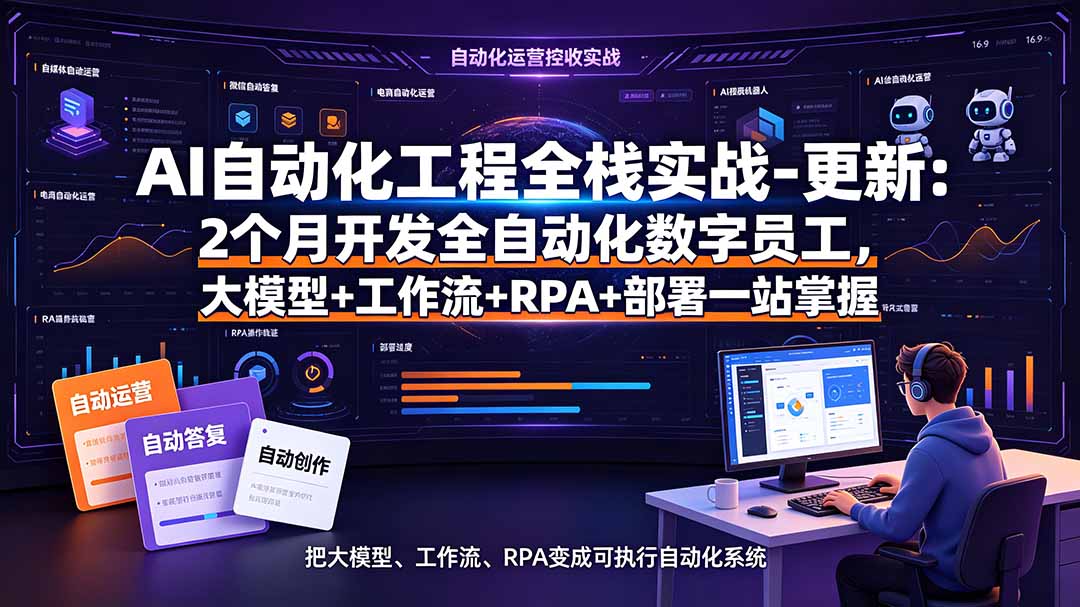 （19279期）AI自动化工程全栈实战-更新：2个月开发全自动化数字员工，大模型+工作流+RPA+部署一站式掌握武野创库-网创项目资源站-副业项目-创业项目-搞钱项目野创库