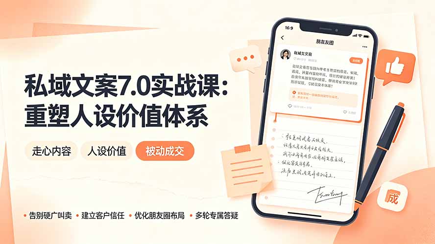 （19313期） 私域文案实战课7.0：重塑人设价值体系｜-告别硬广推销×走心内容×自我价值塑造，实现被动成交武野创库-网创项目资源站-副业项目-创业项目-搞钱项目野创库