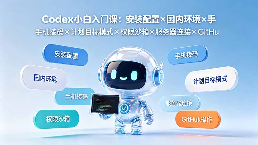 （19402期）Codex小白入门课：安装配置×国内环境×手机接码×计划目标模式×权限沙箱×服务器连接×GitHub操作武野创库-网创项目资源站-副业项目-创业项目-搞钱项目野创库