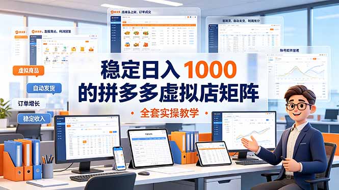 （19253期）稳定日入 1000 的拼多多虚拟店矩阵，全套实操教学武野创库-网创项目资源站-副业项目-创业项目-搞钱项目野创库