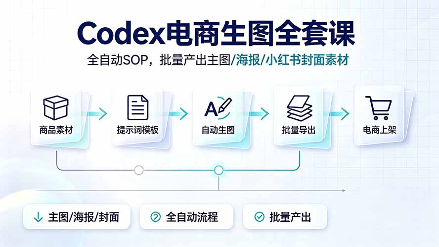 （19256期）Codex电商生图全套课｜全自动SOP，批量产出主图/海报/小红书封面素材武野创库-网创项目资源站-副业项目-创业项目-搞钱项目野创库